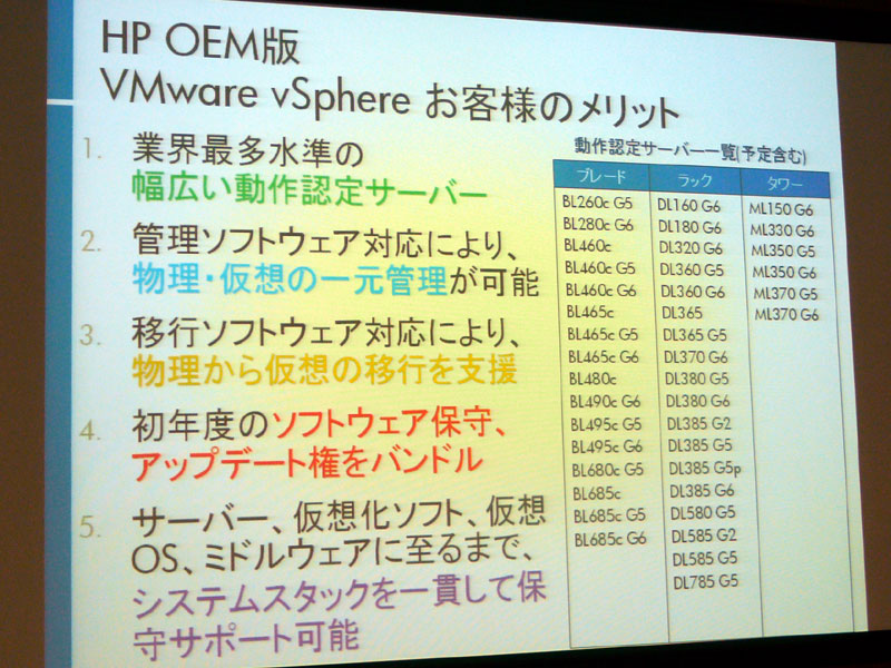<strong>vSphere OEM版のメリット</strong>