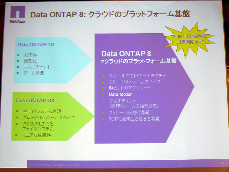 <strong>クラウドのプラットフォーム基盤「Data ONTAP 8」</strong>