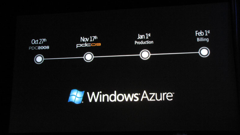 <b>Windows Azure Platformは、2010年1月1日から有償化される。実際に課金が始まるのは2月1日から、1月は課金のテストが行われるため、請求は0円となる</b>