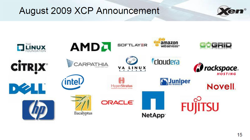 <b>8月末に発表したXCPイニシアティブには、AMD、Intel、Dell、HPだけでなく、クラウドサービスのAmazonやCloudera、rackspaceなどのクラウドサービスベンダーも入っている</b>