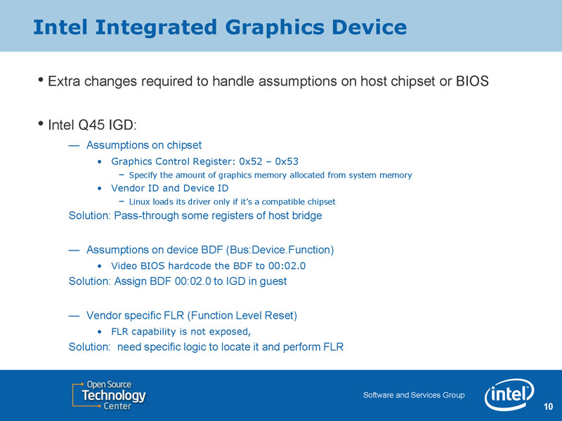 <b>Intelは、XCIに向けてQ45グラフィックチップの仮想化を行った</b>