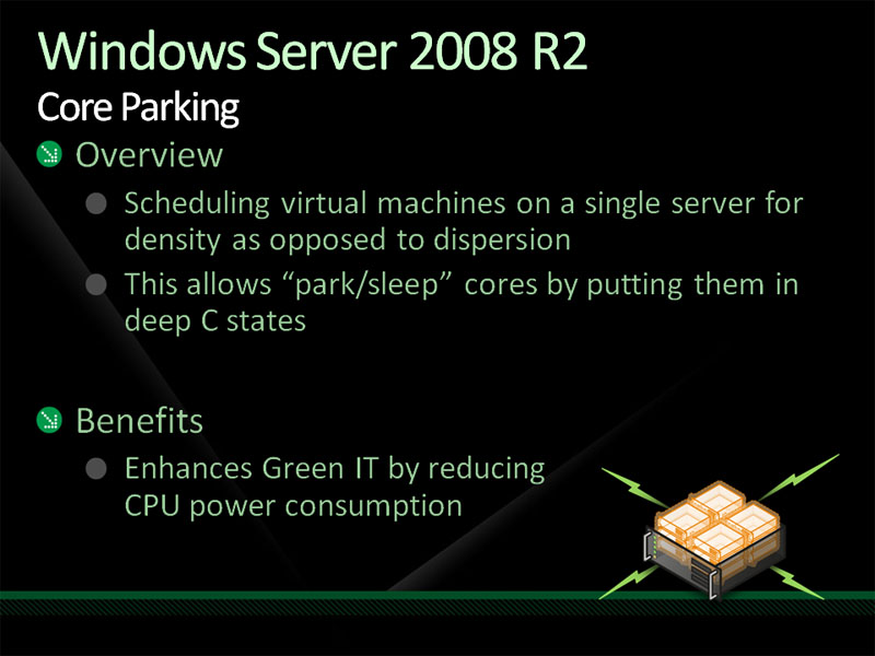 <strong>Windows Server 2008 R2でサポートされたCPUの省電力機能</strong>