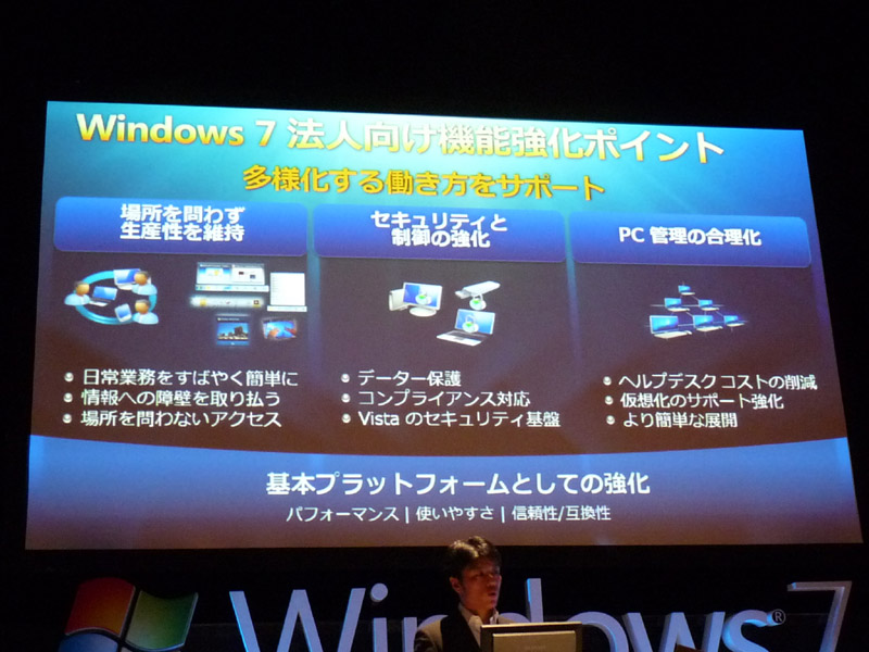 <b>Windows 7の企業ユーザー向け強化点</b>