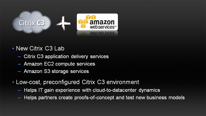 <strong>Amazonのクラウドサービスで使用されるCitrixのCS3</strong>