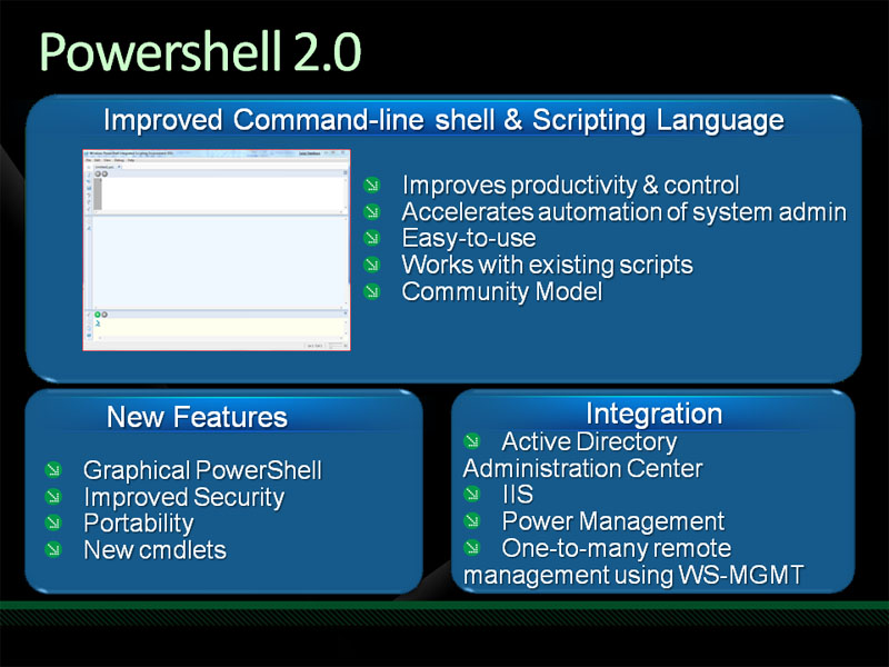 <strong>WS08R2でバージョンアップしたPowerShell 2.0</strong>