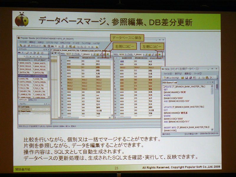 <strong>データベースマージ、参照編集、DB差分更新</strong>