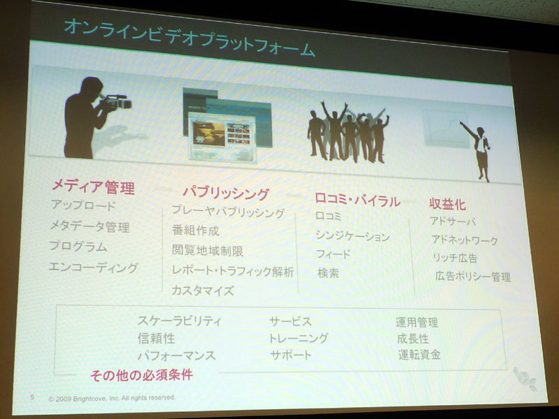 <strong>「Brightcove 3」はSaaS型の動画配信サービス。ワンストップで、動画配信で必要なことをカバーする</strong>