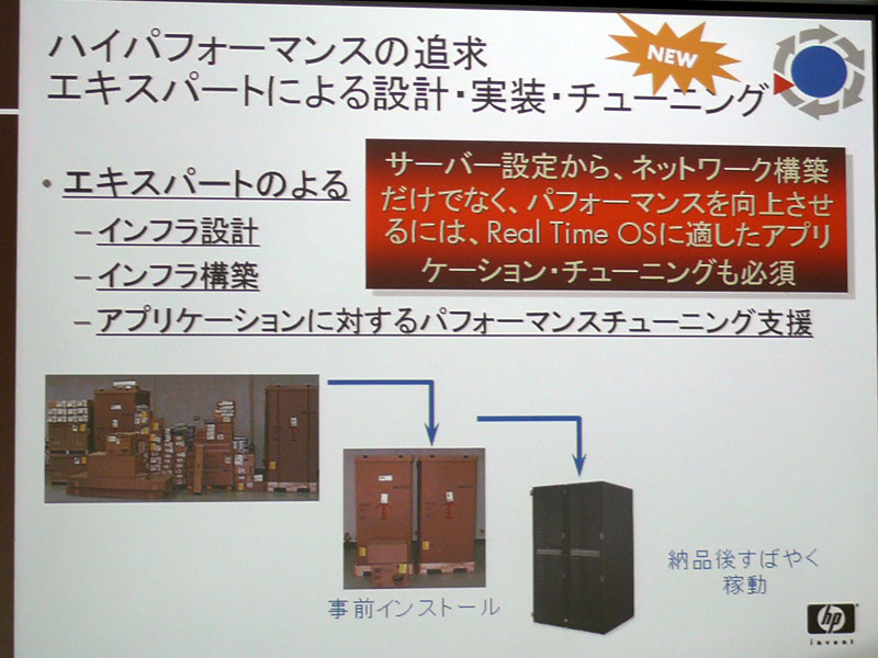 <strong>日本HPのエキスパートがインフラ設計・構築、アプリケーションのチューニング支援など実施</strong>