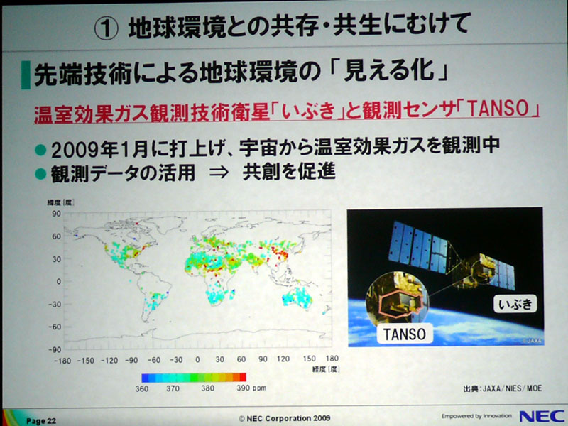 <strong>観測センサー「TANSO」。地球上の約5万6000ポイントの温室効果ガスを観測</strong>