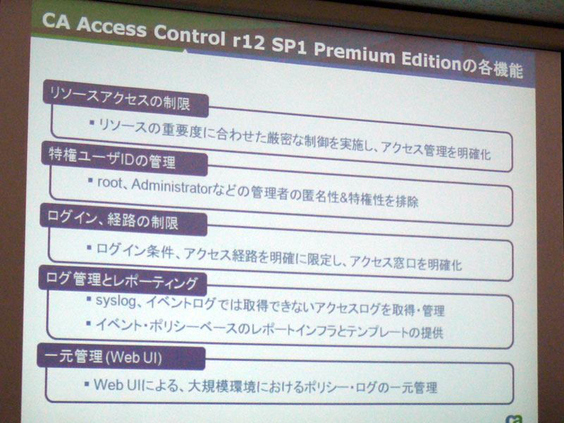 <b>CA Access Controlの機能概要</b>