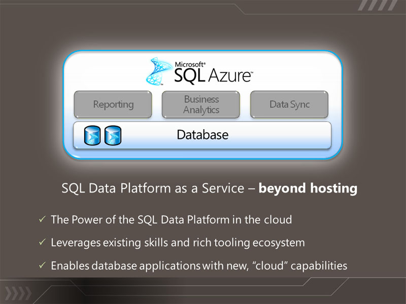 <b>1月1日からスタートするSQL Azureでは、基本のデータベース機能だけが提供される</b>