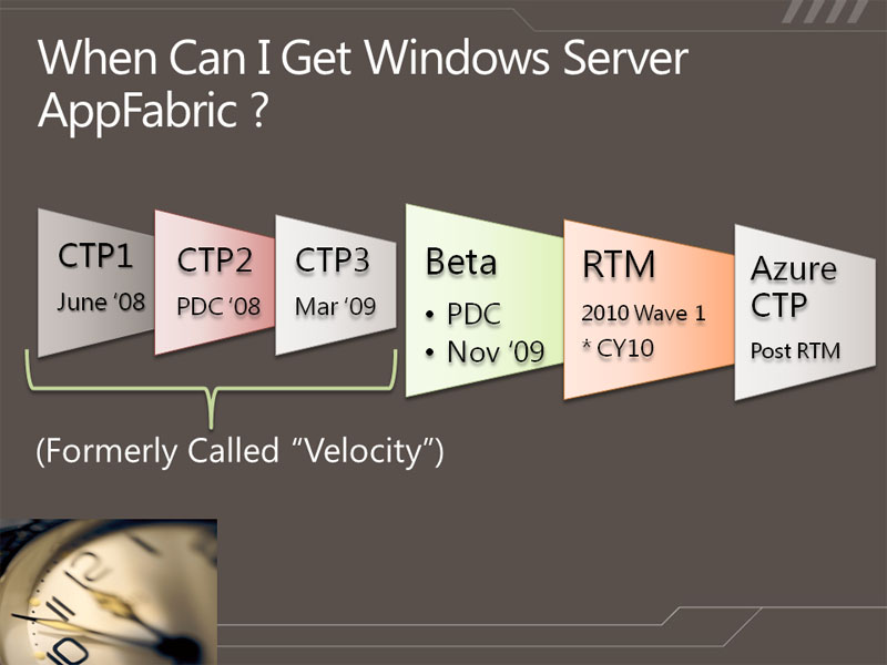 <b>Velocityは、2010年の中盤にはRTM版がリリースされる。Windows Azure Platformに搭載されるのは、オンプレミスのVelocityのRTMがリリースした後になる</b>