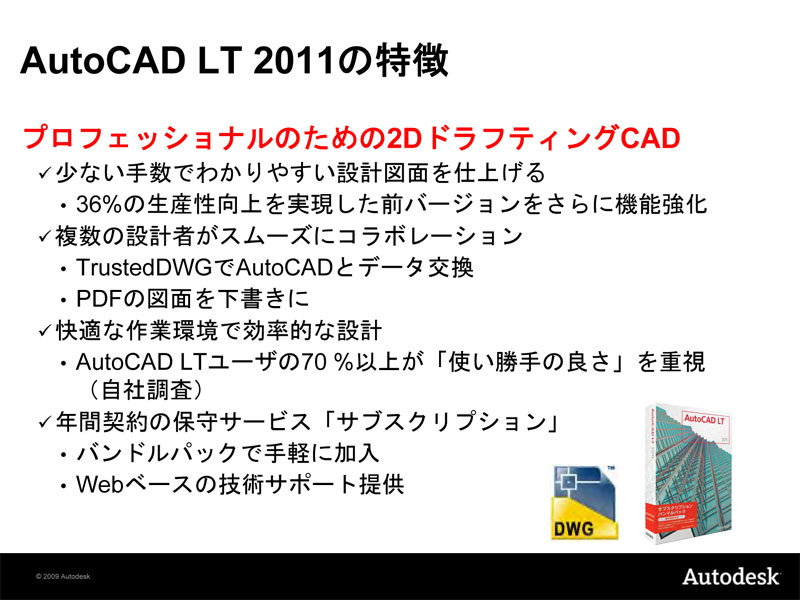 <strong>AutoCAD LT 2011の特徴</strong>