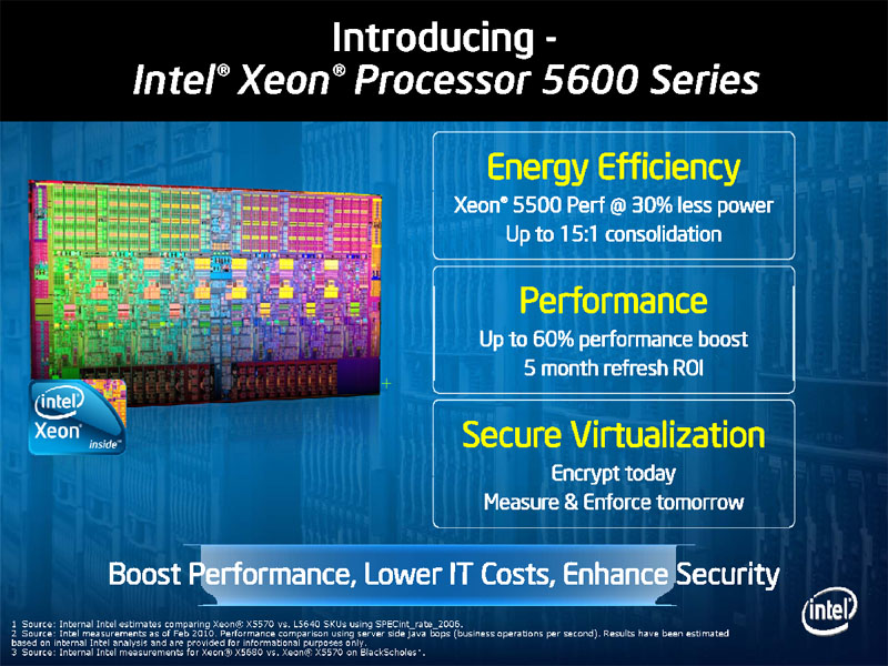 <b>Xeon 5600番台のメリットは、省電力性、高いパフォーマンス、セキュアな仮想化環境の3つ</b>