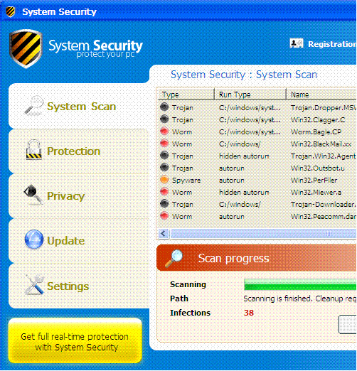 <b>System Security 2009が起動</b>