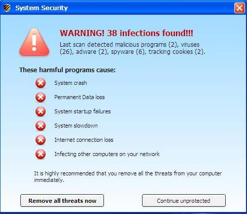 <b>「PCがマルウェアに感染した」と偽の警告を表示</b>